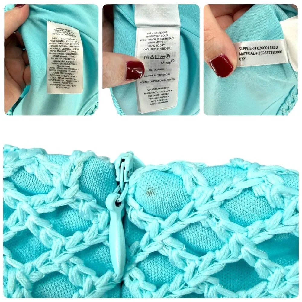 Lauren Ralph Lauren Crochet Lace Sheath Dress 18W Aqua Blue Boat Neck Wedding - Picture 11 of 13